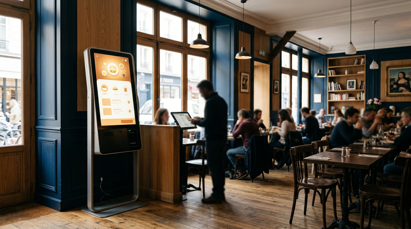 Borne de commande en service dans un restaurant
